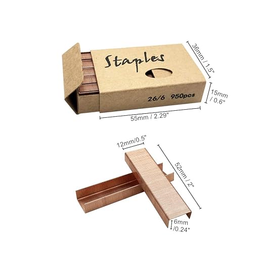 Rose Gold 26/6 Standard Staple Set 12mm Width 1000/Box 6 Boxes/Pack 6000 Count - Image 3