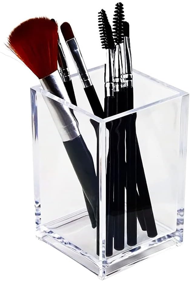 HSYMQ Clear Acrylic Pencil Pen Holder Cup, Acrylic Desk Accessories, Stationery - Image 2
