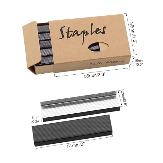 Black 26/6 Standard Staple Set 12mm Width 1000/Box 6 Boxes/Pack 6000 Count - Image 3