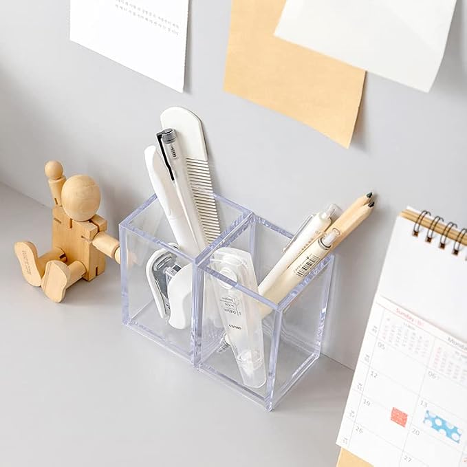 Newkita 3 Pack Clear Acrylic Cosmetic Pencil Pen Holder Cup, Desk Acrylic - Image 3