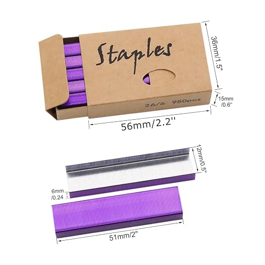 MEI YI TIAN Purple Staples 26/6 Standard Staples Refill 1000/Box 2 Boxes/Pack - Image 3