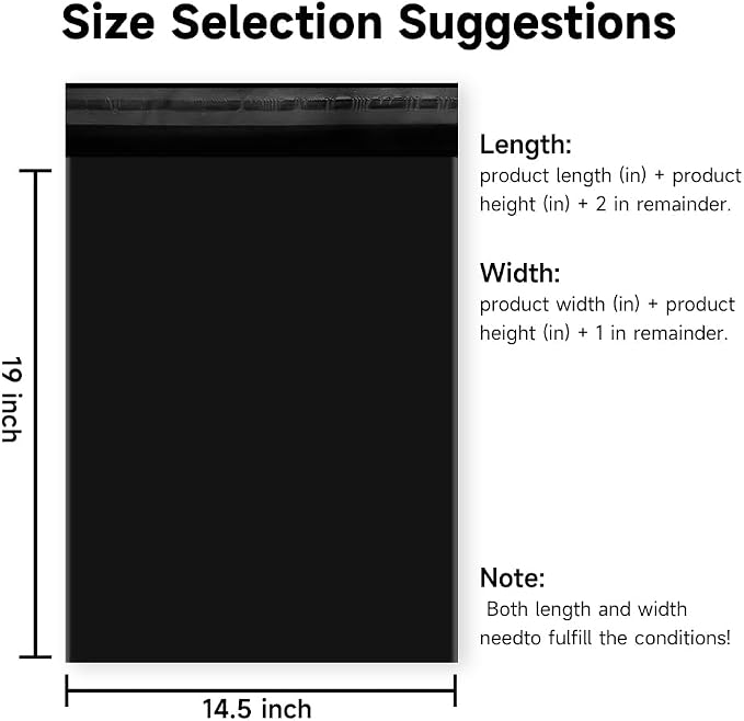 Black Poly Mailers 14.5x19 Inch, 100 Pack | Self-seal shipping bags - Image 4