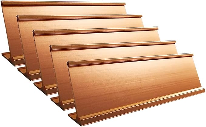 5 Pack 2" x 8" Aluminum Desk Name Plate Holder Rose Gold | Office Business by Icomecn