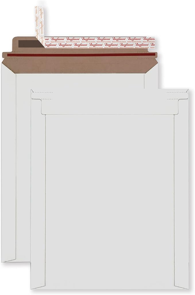 Bonfasvo Rigid Mailers 30 Pack 9.25 x 11.75 inches White Self Seal Stay Flat by Bonfasvo