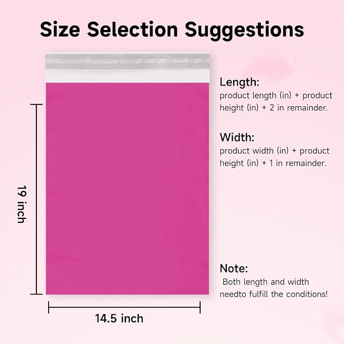 Pink Poly Mailers 14.5x19 Inch, 200 Pack | Self-seal shipping bags - Image 4