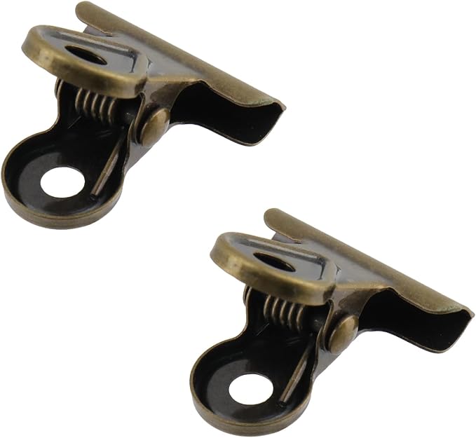 Xiaoyztan Mini Clips, 20mm Wide Bronze Bulldog Clips Paper Clip Binder Bull - Image 3