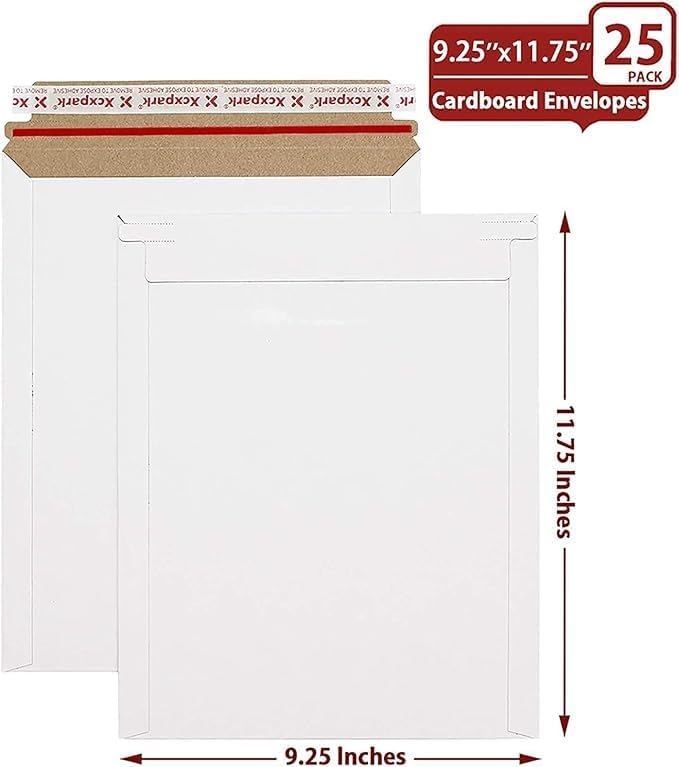 Xxcxpark 25 Pack Rigid Mailers 9.25 x 11.75 inches, Self Seal Photo Document - Image 2