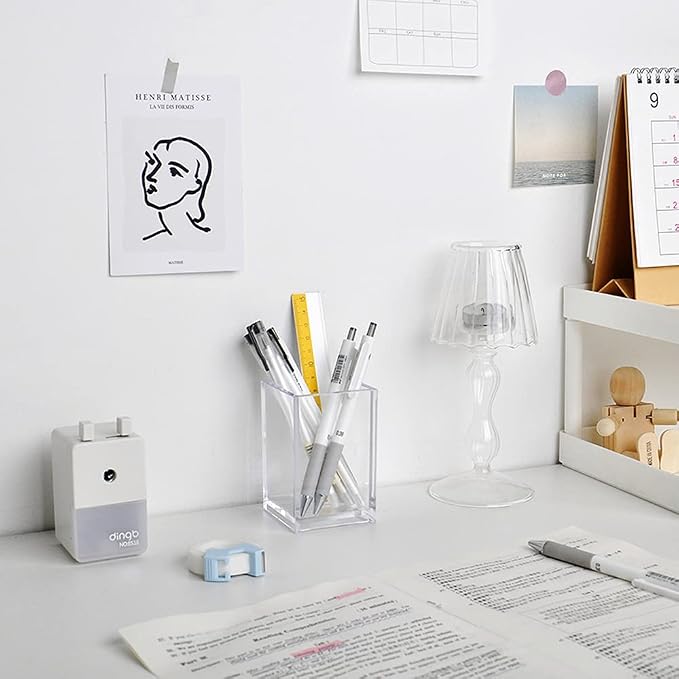 HSYMQ Clear Acrylic Pencil Pen Holder Cup, Acrylic Desk Accessories, Stationery - Image 4