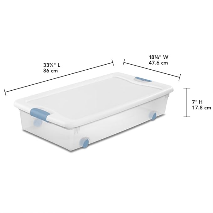 Sterilite 8-Pack Wheeled Latching Box, Plastic Under Bed Storage Bins - Image 2