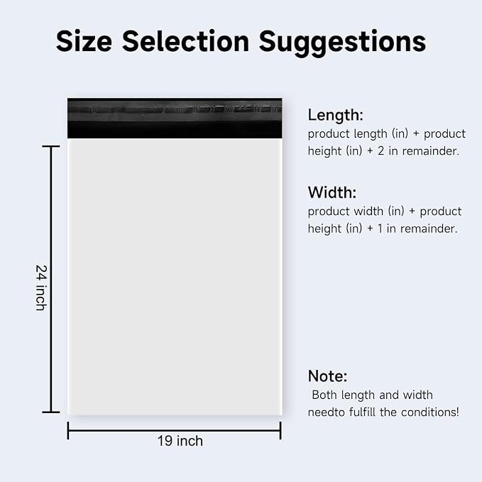 White Poly Mailers 19x24 Inch, 250 Pack | Self-seal shipping bags - Image 2