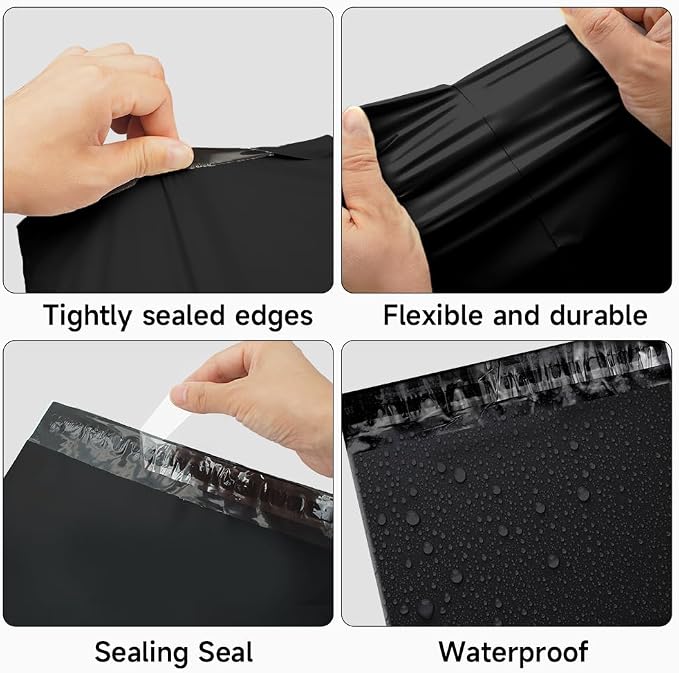 Black Poly Mailers 10x13 Inch, 100 Pack | Self-seal shipping bags - Image 2