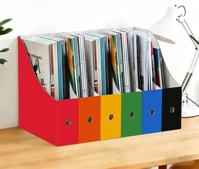 Limitliho 24 Pack Red Cardboard Magazine Holder, Sturdy Book Bins - Image 2