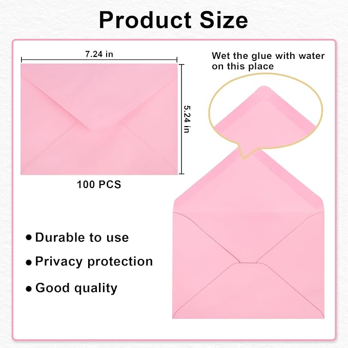100 Pack A7 Envelopes, 5.24 x 7.24 in Envelopes - Image 3