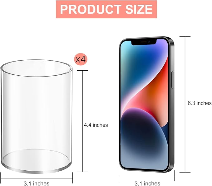 Mototo 4 Pieces Clear Acrylic Pen Holder Round Acrylic Pencil Cup Clear Makeup - Image 2