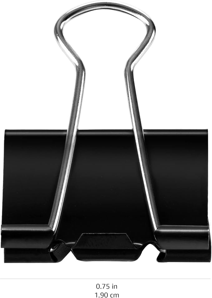 Amazon Basics Sturdy Binder Clips, Office Supplies, Small 0.75 in, Document - Image 5