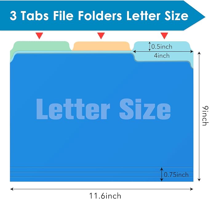 Two Tone Color File Folders 8.5 x 11 Inch, 1/3 Cut Tab File Folders Letter Size - Image 3