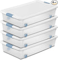 Sterilite 4-Pack 56 Quart Wheeled Latching Box, Underbed Clear Plastic Storage by Sterilite