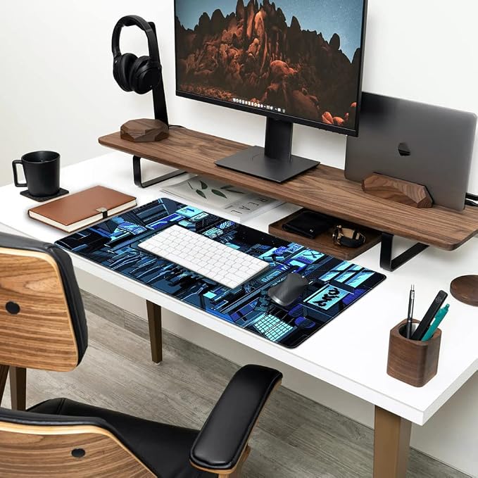 Japanese Gaming Arcade Blue Large Gaming Mouse Pad Keyboard Desk Pad Extended - Image 3