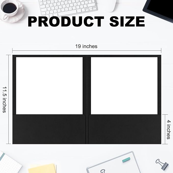 Kisston 20 Pack Executive Twin Pocket Folders Letter Size Black - Image 2