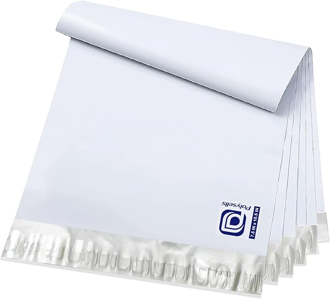 POLYSELLS 200 pcs 7.5x10.5 Inches White Poly Mailers Shipping Envelopes by POLYSELLS