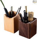 Wooden Pen Holder for Desk, 2 Pack Natural Wood Pencil Cup Holder – Office Desk by UKASALTD