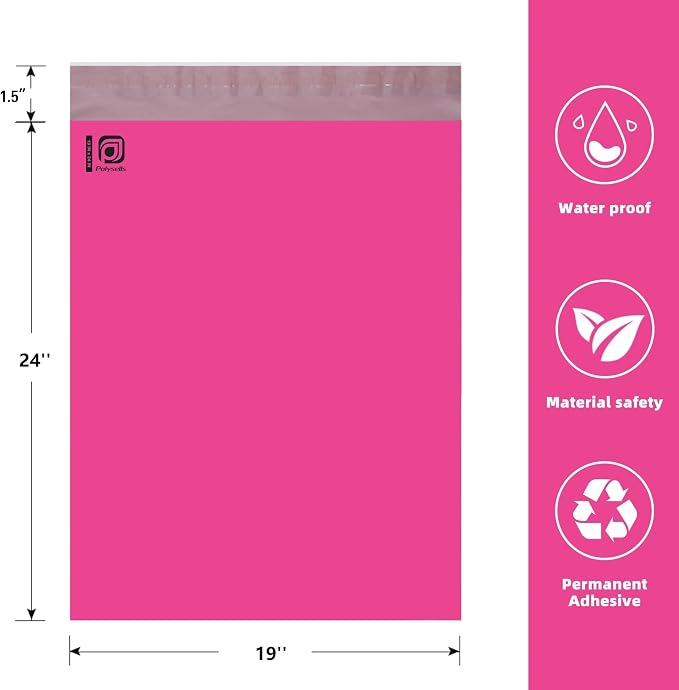 POLYSELLS 50 pcs 19x24 Inches Pink Poly Mailers Shipping Envelopes, Strong - Image 2