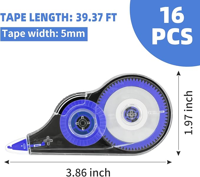 16 Pcs 39.4 Ft Colorful Correction Tape, Tear-Resistant White Correct Bulk - Image 2