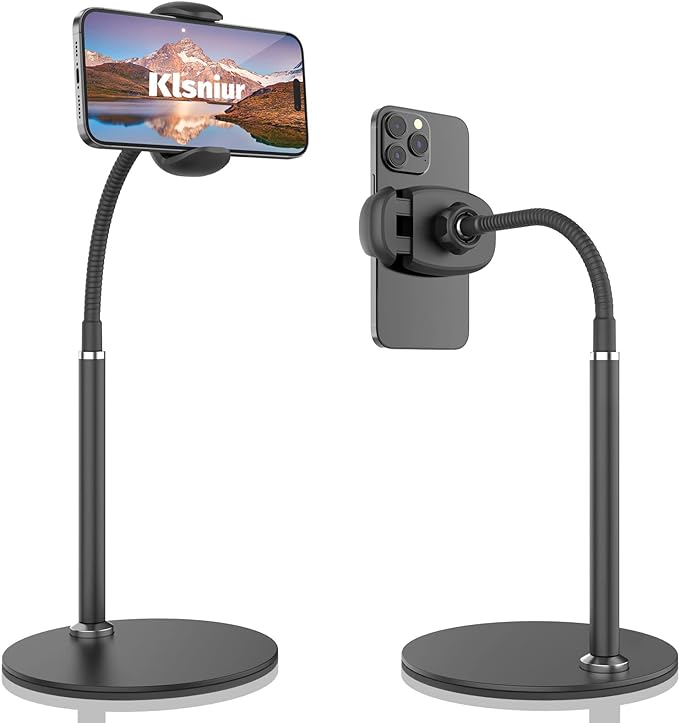 Cell Phone Stand, Adjustable Height & Angle Gooseneck Stand by Klsniur