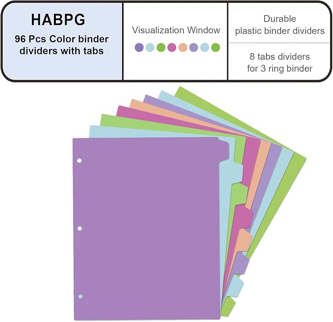 HABGP 96Pcs/12 Set Binder Dividers - Image 2