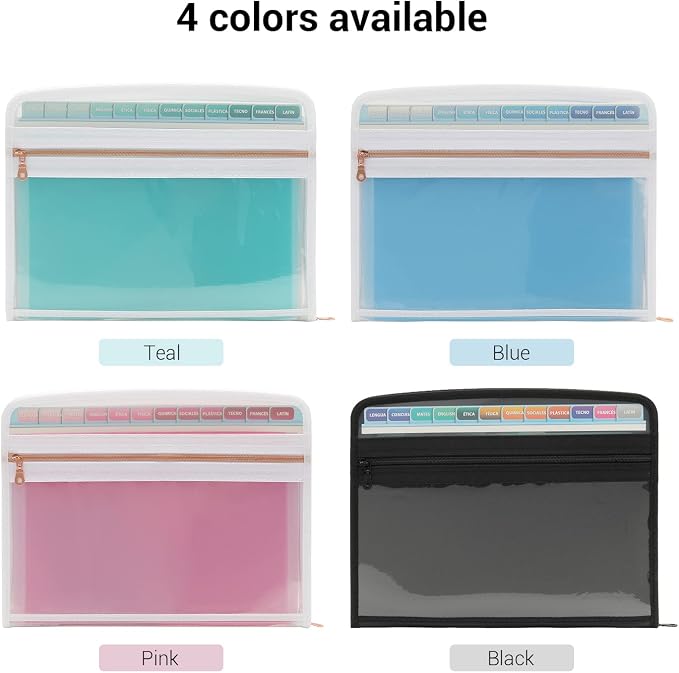 Mukawa 13 Pocket Expanding File Folder, Zippered Accordion File Organizer - Image 8