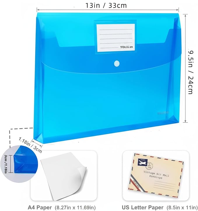 10 Pack Plastic Envelopes with Snap Closure, TFDLCG zm Poly File Envelopes with - Image 3