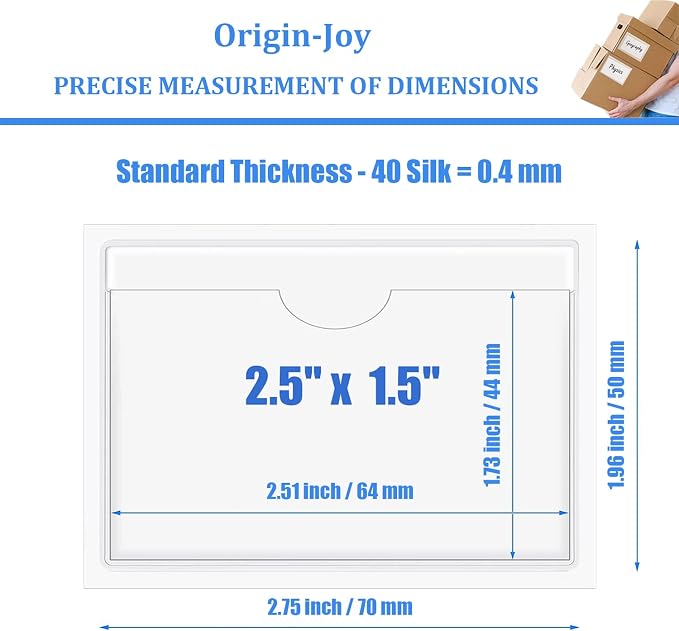 Origin-Joy 50 PCS Self-Adhesive Index Label Pockets - Image 2