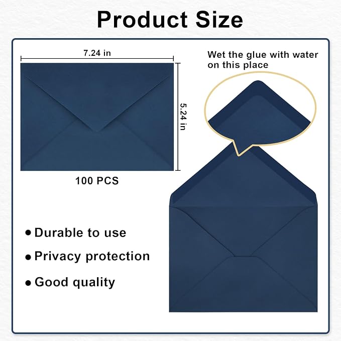 100 Pack A7 Envelopes, 5.24 x 7.24 in Envelopes - Image 3
