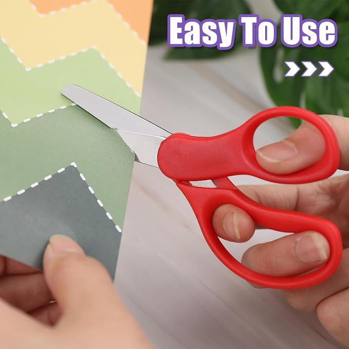 BURVAGY 10 Packs 5" Small School Student Blunt Tip Craft Kids Scissors - Image 6