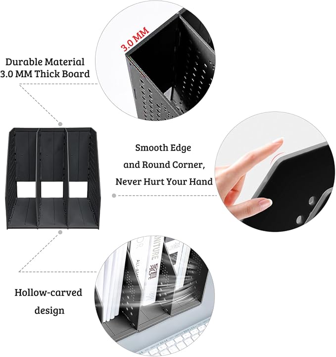 SAYEEC 1Pcs Collapsible Plastic Magazine File Holder Vertical Binder Storage - Image 4