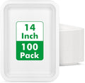 100 Pack 14 Inch Disposable Food Trays, Heavy Duty Large Paper Plates by Uniecocus