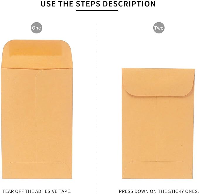 Xxcxpark 200PCS #5 Coin Envelopes 3.125x5.5 inches Brown Kraft Envelopes - Image 6