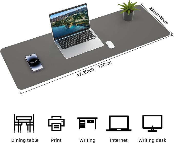 AFIING Cork Desk Mat 47" x 23.6", Dual-Sided Natural Cork & PU Leather Desk Pad - Image 2