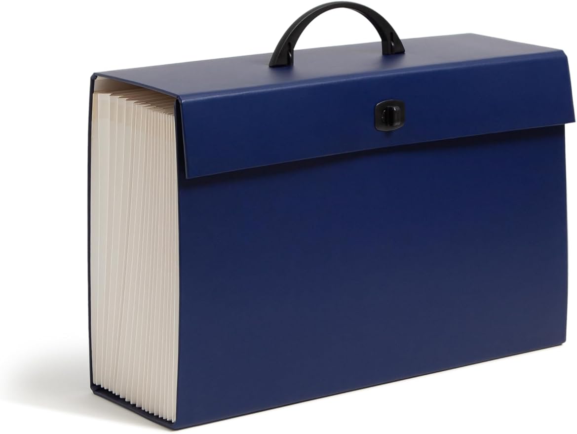Smead Portable Expanding File Box, 19 Pockets, Blank Tabs, Printed Labels by SMEAD