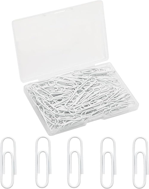 100 Pcs White Paper Clips, 1.1 Inch Colorful Paperclips | Vinyl Coated by Unknown