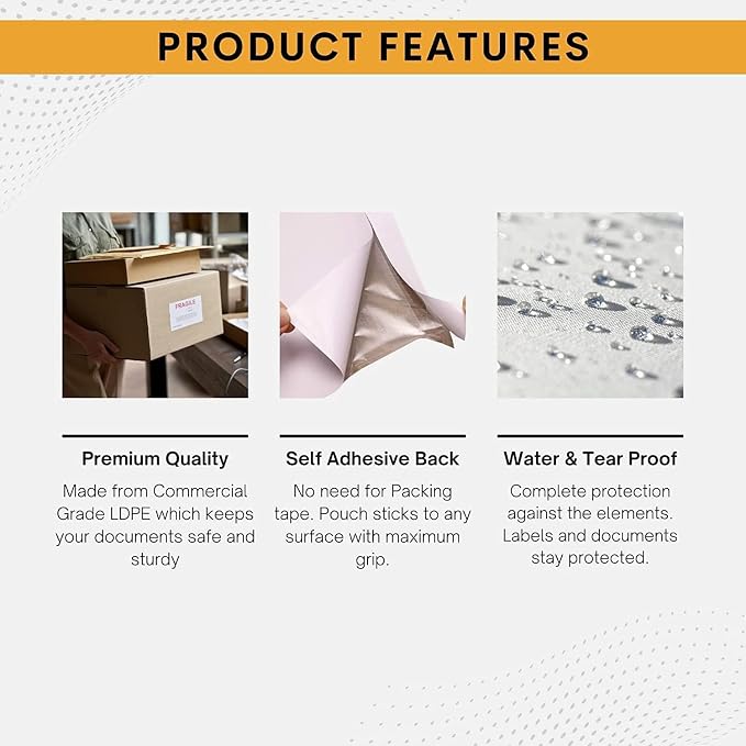 200 Pack 6"x9" Shipping Label Sleeves – Clear Self-Adhesive Packing Slip Pouches - Image 3