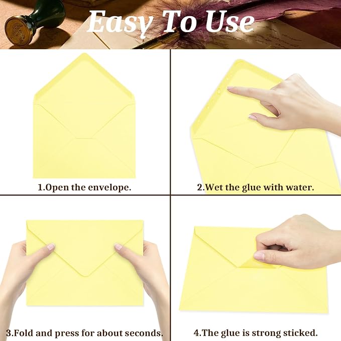 50 Pack A7 Envelopes, Light Yellow Greeting Card Envelopes Self Seal, 5.24 x - Image 4