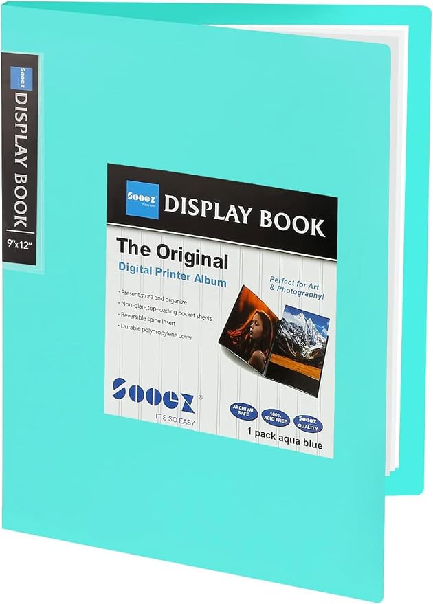 Sooez 30-Pocket Binder with Plastic Sleeves 9x12, Heavy Duty Art Portfolio by Sooez