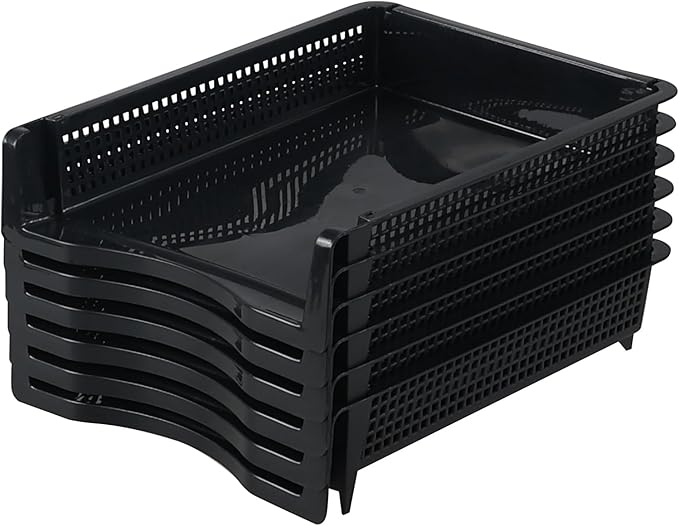 6 Pack Stackable Letter Trays, Plastic File Organizer Tray, Desktop Document - Image 7