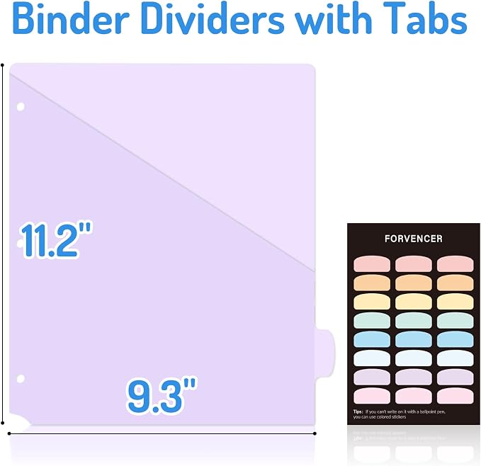 Forvencer 16 Count Dividers for 3 Ring Binder, 8 tabs Binder Dividers - Image 4