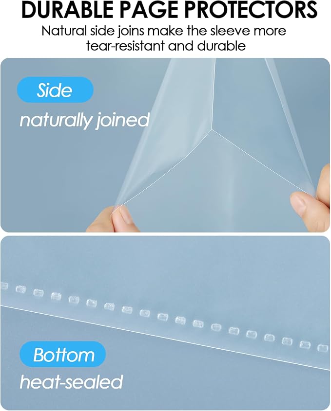 KTRIO No Holes Sheet Protectors 8.5 x 11, 100 Pack Heavy Duty Paper Sleeves | - Image 5