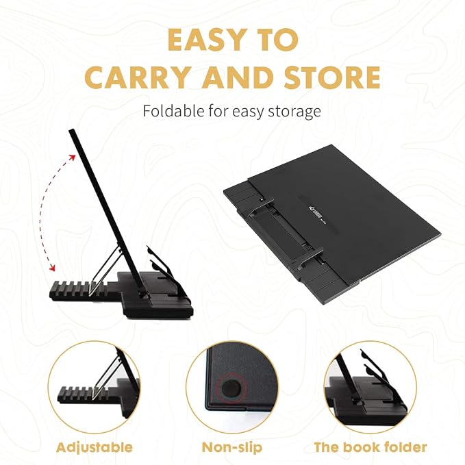 Barelove Desktop Document Book Holder, Metal Foldable Reading Rest Book Stand - Image 2