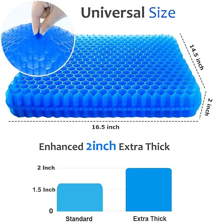 Gel Seat Cushion for Long Sitting, Extra Thick Gel Cushion for Wheelchair Soft - Image 3