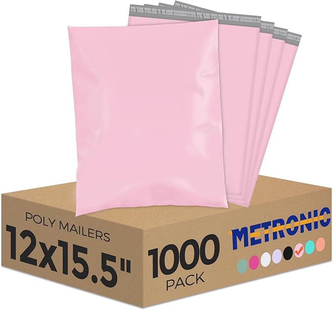 Metronic Poly Mailers 12x15.5 1000 Pack, Strong Adhesive Shipping Envelopes by METRONIC