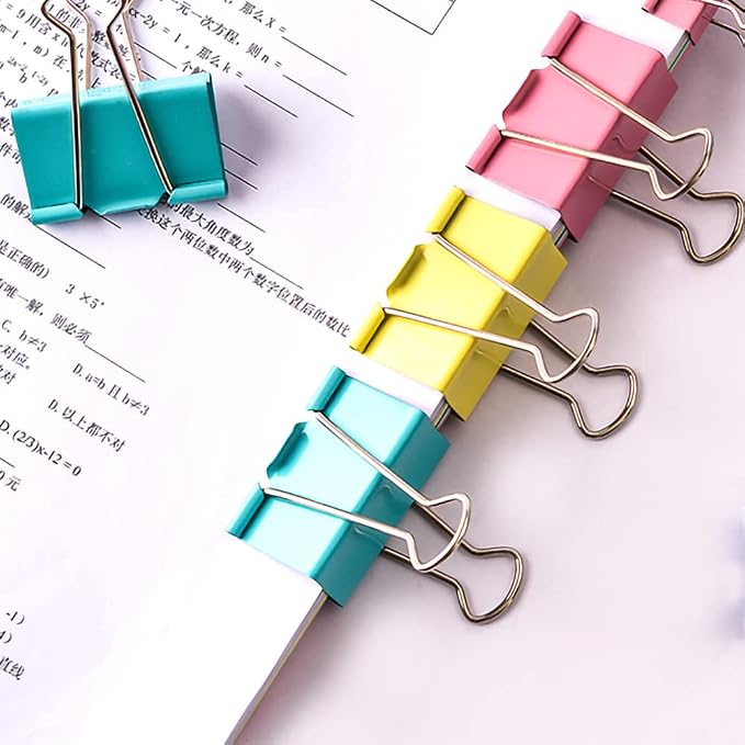 60pcs Colored Binder Clips Paper Clamps Assorted Size Small, Large Binder Paper - Image 5